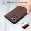 [Leather Wallet Case] Genuine Leather [RFID Blocking] Magnetic Flip Case with Card & Slots and Stand For iPhone 13 6.1"