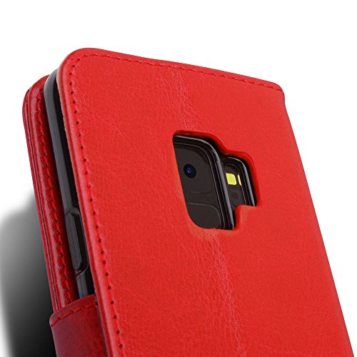 [Wallet Case] Protective Cover with Cash & Card Holder, Stand and Wrist Strap For Samsung Galaxy S9 Plus