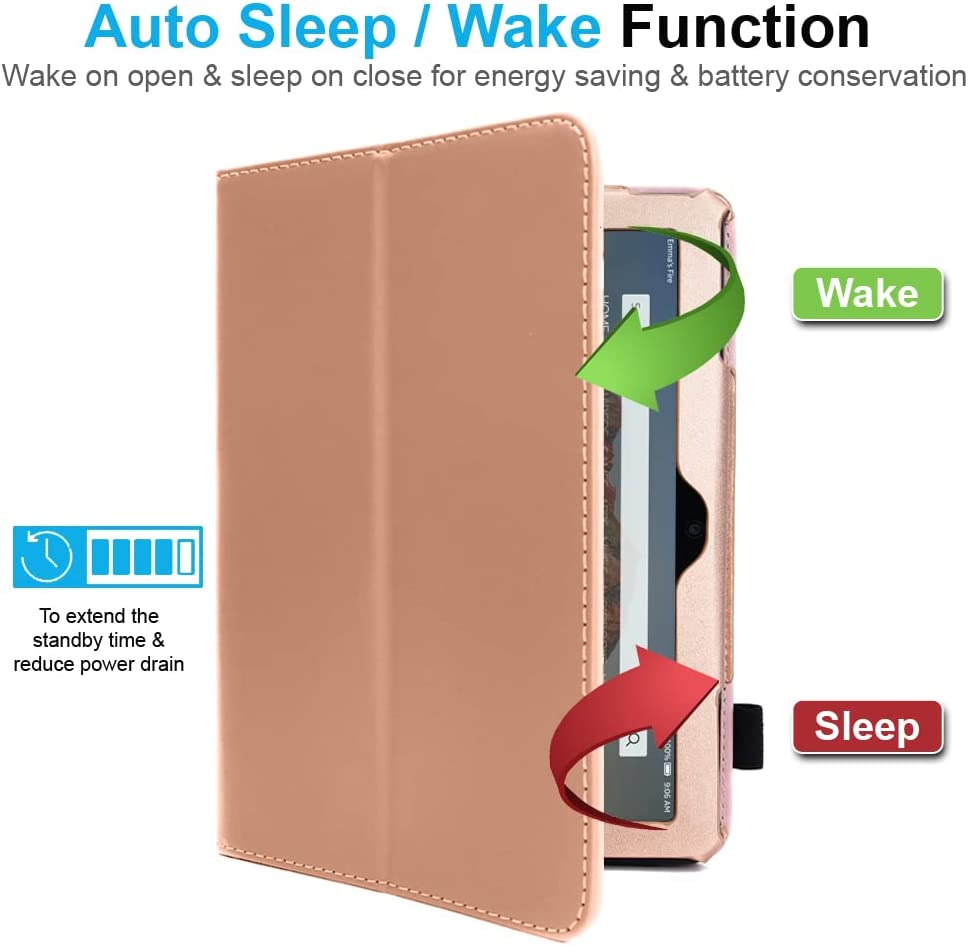 [Folio Case] Smart Cover Stand with Auto Sleep/Wake & Hand Strap For New Amazon Fire 7" (12th Generation / 2022)