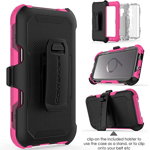 [Contender Case] Samsung Galaxy S9 Plus Heavy Duty Case with Built-in Screen Protector, 360 [Full Body] Protective Cover with Kick Stand