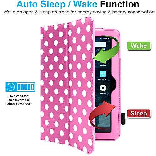 [Folio Case] Smart Cover Stand with Auto Sleep/Wake & Hand Strap For Amazon Fire HD 8" / HD 8" Plus (2024, 2022 & 2020 / 14th, 12th & 10th Generation)
