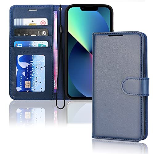 [Wallet Case] Protective Cover with Cash & Card Holder, Stand and Wrist Strap For Apple iPhone 13