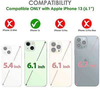 [Leather Wallet Case] Genuine Leather [RFID Blocking] Magnetic Flip Case with Card & Slots and Stand For iPhone 13 6.1"