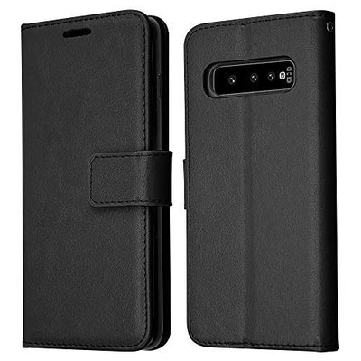 [Leather Wallet Case] Protective Cover with Cash & Card Holder, Stand and Wrist Strap For Samsung Galaxy S10 Plus