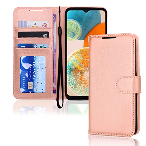 [Wallet Case] Protective Cover with Cash & Card Holder, Stand and Wrist Strap For Samsung Galaxy A23 5G