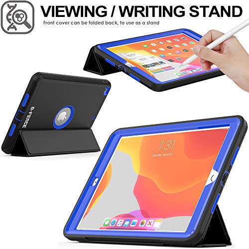 [D-FENCE Case] Tough & Rugged Smart Case For Apple iPad 10.2" 9th, 8th, 7th Generation