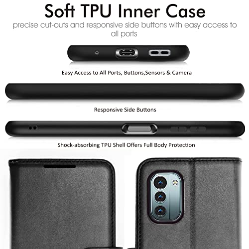 [Wallet Case] Protective Cover with Cash & Card Holder, Stand and Wrist Strap For Nokia G11 / G21