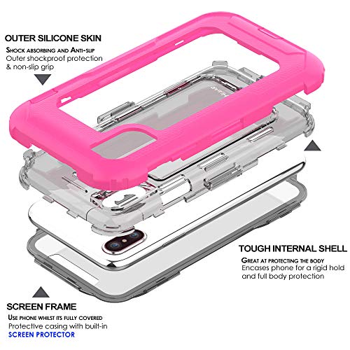 [Contender Case] iPhone XS Max Heavy Duty Case with Built-in Screen Protector, 360 [Full Body] Protective Cover with Kick Stand