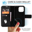 [Leather Wallet Case] Genuine Leather [RFID Blocking] Magnetic Flip Case with Card & Slots and Stand For iPhone 14 Pro