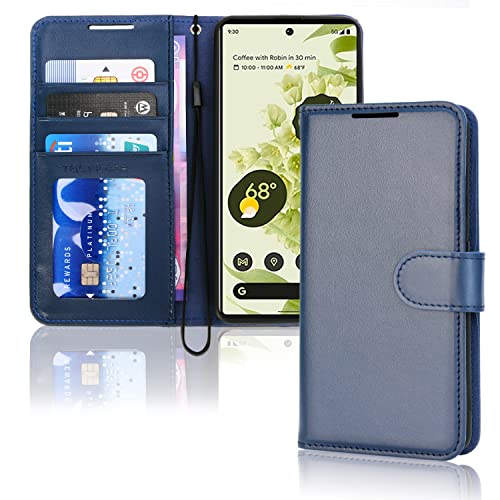 [Wallet Case] Protective Cover with Cash & Card Holder, Stand and Wrist Strap For Google Pixel 6 Pro
