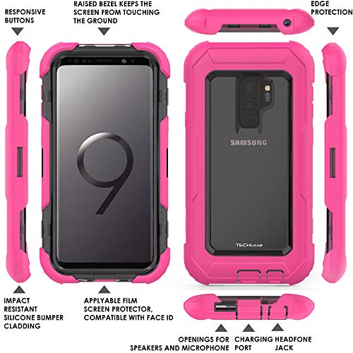 [Contender Case] Samsung Galaxy S9 Plus Heavy Duty Case with Built-in Screen Protector, 360 [Full Body] Protective Cover with Kick Stand