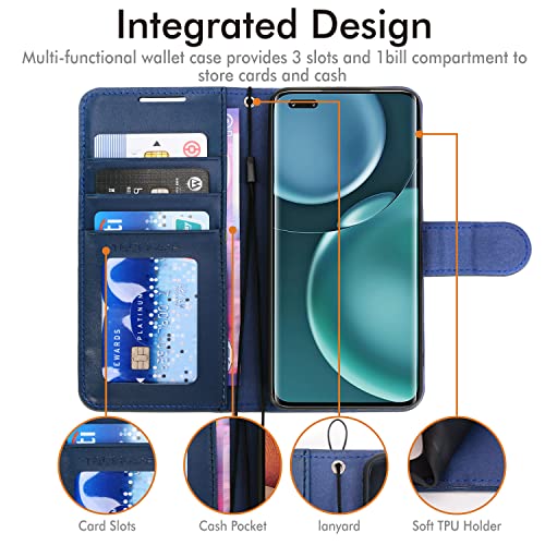 [Wallet Case] Protective Cover with Cash & Card Holder, Stand and Wrist Strap For Honor Magic 4 Pro 5G