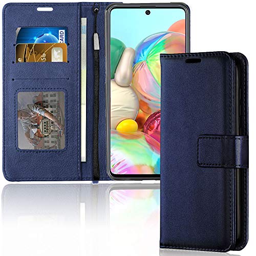 [Wallet Case] Protective Cover with Cash & Card Holder, Stand and Wrist Strap For Samsung Galaxy A71