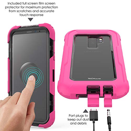 [Contender Case] Samsung Galaxy S9 Plus Heavy Duty Case with Built-in Screen Protector, 360 [Full Body] Protective Cover with Kick Stand
