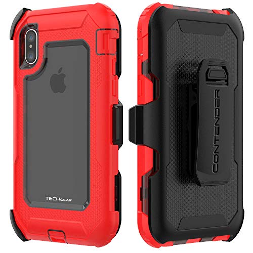 [Contender Case] iPhone XS Max Heavy Duty Case with Built-in Screen Protector, 360 [Full Body] Protective Cover with Kick Stand