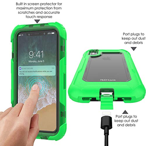 [Contender Case] iPhone XS Max Heavy Duty Case with Built-in Screen Protector, 360 [Full Body] Protective Cover with Kick Stand