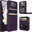 Samsung Galaxy Z Flip 4 Screen Protector Case, Z Flip 4 Case with Stylish Leather Hinge & Metal Trim, Hard PC Shockproof [Screen Protector] Case