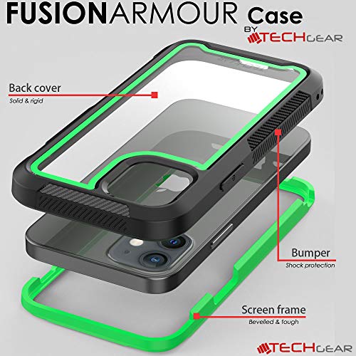 [Fusion Armour Case] Premium Slim Hybrid Tough Heavy Duty, Clear Back Bumper Case for iPhone 12 Mini