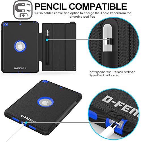 [D-FENCE Case] Tough & Rugged Smart Case For Apple iPad 10.2" 9th, 8th, 7th Generation