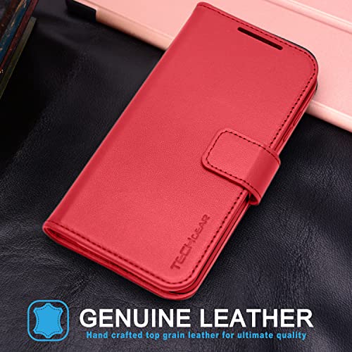 [Leather Wallet Case] Genuine Leather [RFID Blocking] Magnetic Flip Case with Card & Slots and Stand For Samsung Galaxy S23 Ultra