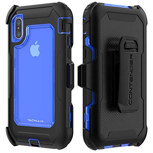 [Contender Case] iPhone XS Max Heavy Duty Case with Built-in Screen Protector, 360 [Full Body] Protective Cover with Kick Stand
