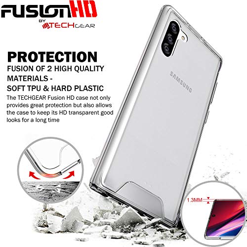 [Fusion HD Case] Shockproof Fused Gel Bumper & Hard Back Slim Clear Cover for Samsung Galaxy Note 10