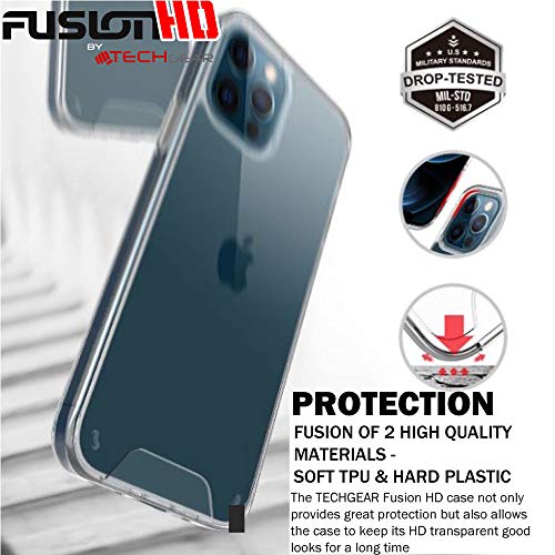 [Fusion HD Case] Shockproof Fused Gel Bumper & Hard Back Slim Clear Cover for iPhone 12
