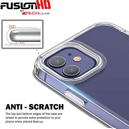 [Fusion HD Case] Shockproof Fused Gel Bumper & Hard Back Slim Clear Cover for iPhone 12