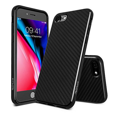 [CarbonFi Case] Flexible Shockproof  Slim Fit Case Cover with Carbon Fibre Detailing for iPhone SE 2022 / 2020, iPhone 8 / 7