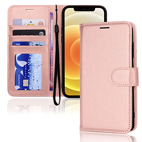 [Wallet Case] Protective Cover with Cash & Card Holder, Stand and Wrist Strap For Apple iPhone 12 Mini