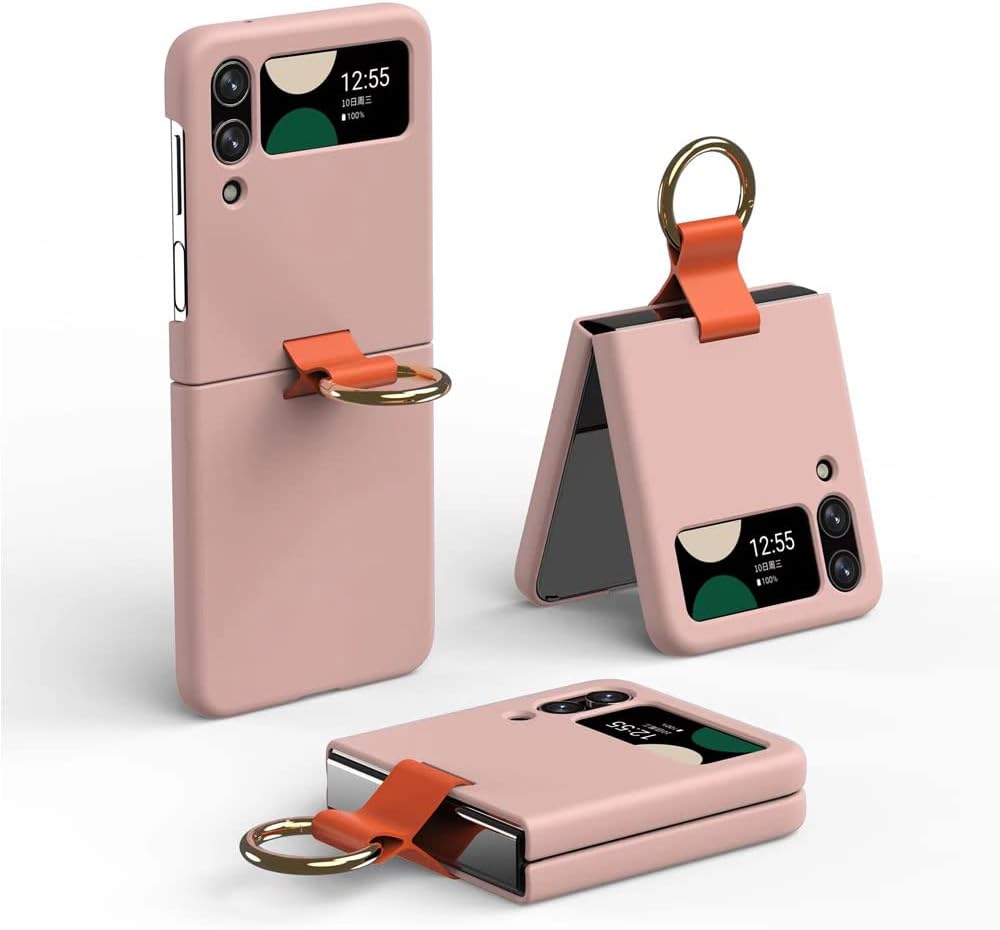 Samsung Galaxy Z Flip 4 Ring Case, Z Flip 4 Case with Stylish Ring Holder / Clip / Stand, Slim Fit, Hard PC Shockproof Matte Case