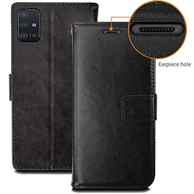 [Wallet Case] Protective Cover with Cash & Card Holder, Stand and Wrist Strap For Samsung Galaxy A71