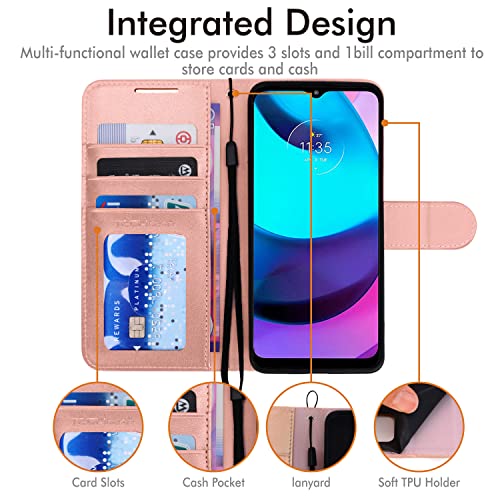 [Wallet Case] Protective Cover with Cash & Card Holder, Stand and Wrist Strap For Motorola Moto E20 / E30