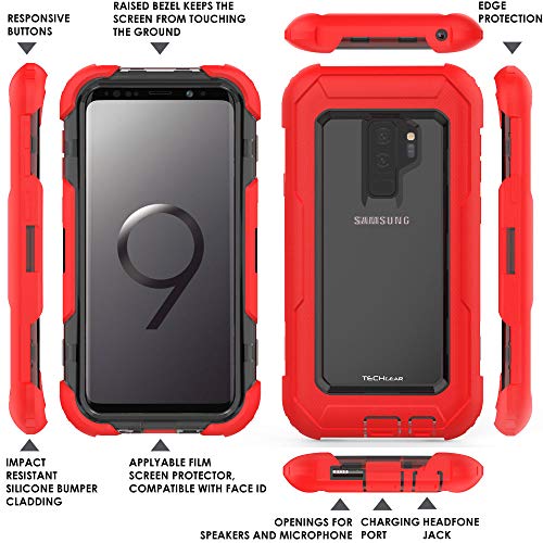 [Contender Case] Samsung Galaxy S9 Plus Heavy Duty Case with Built-in Screen Protector, 360 [Full Body] Protective Cover with Kick Stand