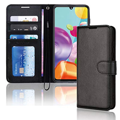 [Wallet Case] Protective Cover with Cash & Card Holder, Stand and Wrist Strap For Samsung Galaxy A41