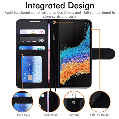 [Wallet Case] Protective Cover with Cash & Card Holder, Stand and Wrist Strap For Samsung Galaxy XCover 6 Pro