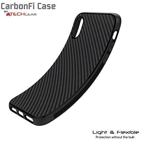 [CarbonFi Case] Flexible Shockproof  Slim Fit Case Cover with Carbon Fibre Detailing for iPhone X 5.8"