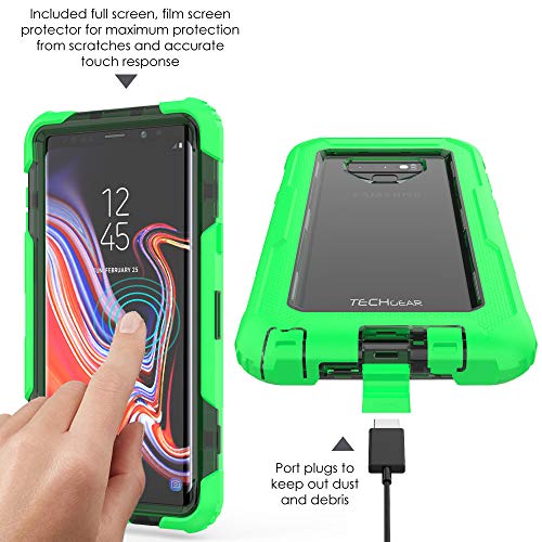 [Contender Case] Samsung Galaxy Note 9 Heavy Duty Case with Built-in Screen Protector, 360 [Full Body] Protective Cover with Kick Stand