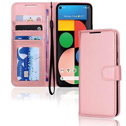 [Wallet Case] Protective Cover with Cash & Card Holder, Stand and Wrist Strap For Google Pixel 4a 5G