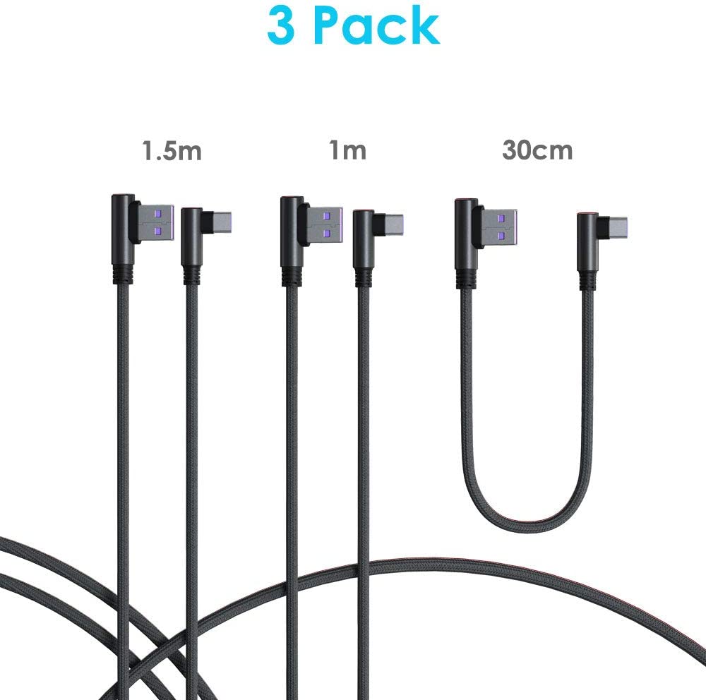 90 Degree Right Angle USB Type C Sync & Fast Charge Cable