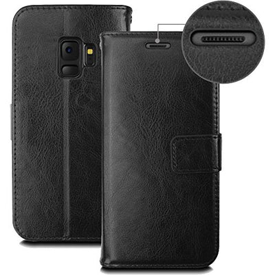[Wallet Case] Protective Cover with Cash & Card Holder, Stand and Wrist Strap For Samsung Galaxy S9