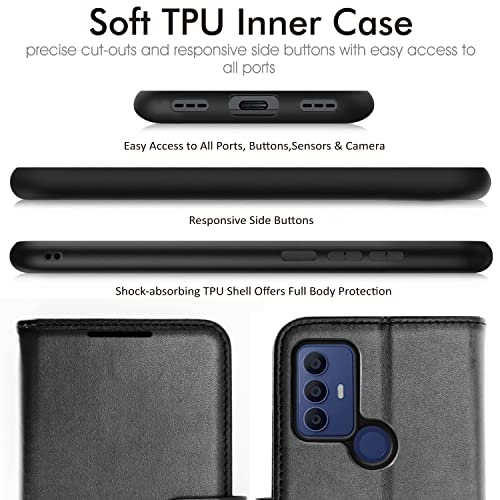 [Wallet Case] Protective Cover with Cash & Card Holder, Stand and Wrist Strap For TCL 306 / TCL 305 / TCL 30 SE