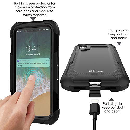 [Contender Case] iPhone XS, iPhone X Heavy Duty Case with Built-in Screen Protector, 360 [Full Body] Protective Cover with Kick Stand
