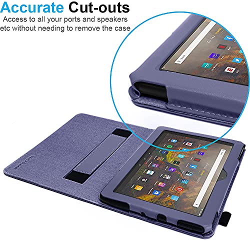 [Folio Case] Smart Cover Stand with Auto Sleep/Wake & Hand Strap For Amazon Fire HD 10" / HD 10" Plus (2021/11th Generation)
