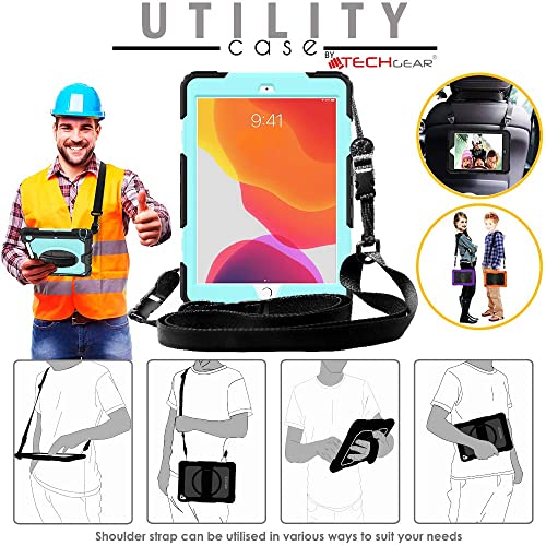 [UTILITY Case] Full Body Shockproof Case with Stand, Hand & Shoulder Strap for Apple iPad 10.2" 2021 - 2019 [9th/8th/7th Generation]