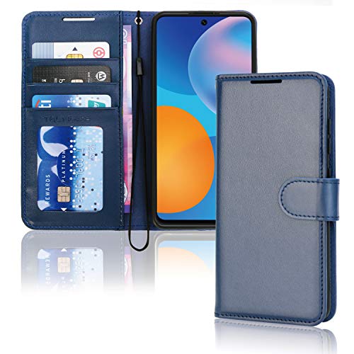 [Wallet Case] Protective Cover with Cash & Card Holder, Stand and Wrist Strap For Huawei P Smart 2021