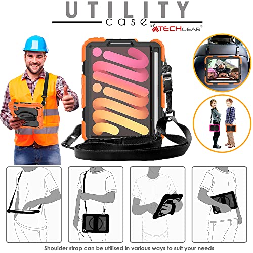 [UTILITY Case] Full Body Shockproof Case with Stand, Hand & Shoulder Strap for Apple iPad Mini 7 / Mini 6 8.3" [7th / 6th Generation]