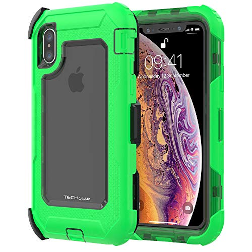 [Contender Case] iPhone XS Max Heavy Duty Case with Built-in Screen Protector, 360 [Full Body] Protective Cover with Kick Stand