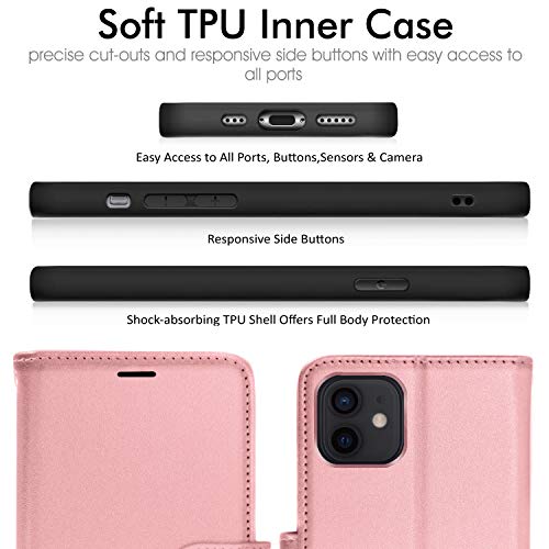 [Wallet Case] Protective Cover with Cash & Card Holder, Stand and Wrist Strap For Apple iPhone 12 / iPhone 12 Pro
