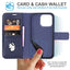 [Leather Wallet Case] Genuine Leather [RFID Blocking] Magnetic Flip Case with Card & Slots and Stand For iPhone 14 Pro
